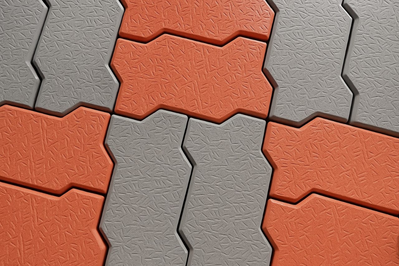 Red Concrete Zig Zag Paver Block