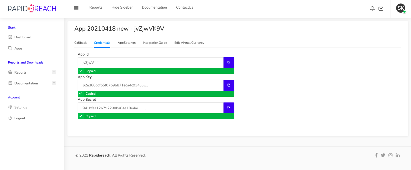 rapidoreach-app-credentials-details